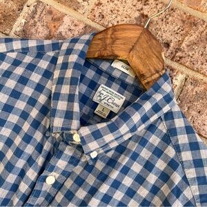 J.Crew Slim Secret Wash Shirt Mens Large Gingham Organic Cotton Stretch L